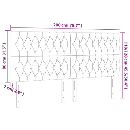 Hoofdborden 4 St 00X7X78/88 Cm Stof Donkerbruin 200 cm Hoog