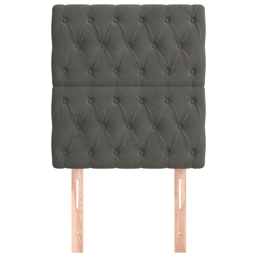Hoofdborden 2 St 80X7X78/88 Cm Fluweel Donkergrijs