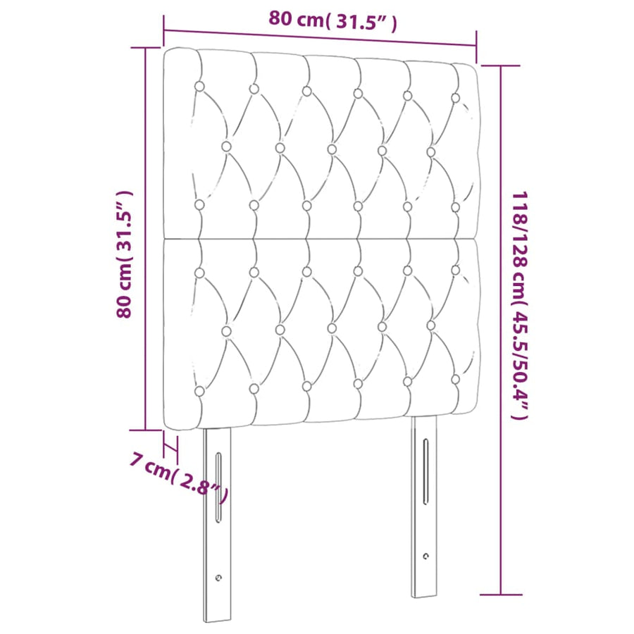 Hoofdborden 2 st 80x7x78/88 cm fluweel donkergroen 80 cm Hoog