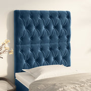 Hoofdbord 80x7x118/128 cm donkerblauw fluweel