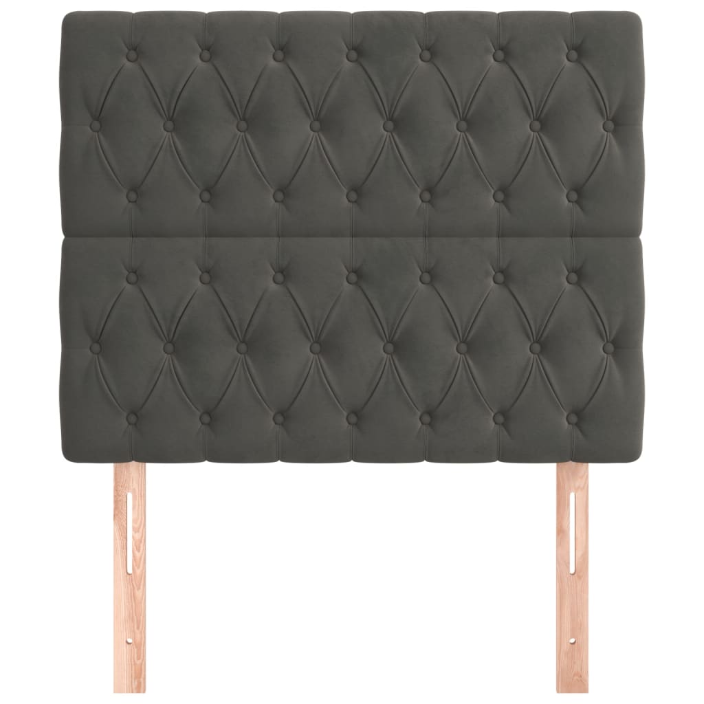Hoofdborden 2 St 90X7X78/88 Cm Fluweel Donkergrijs