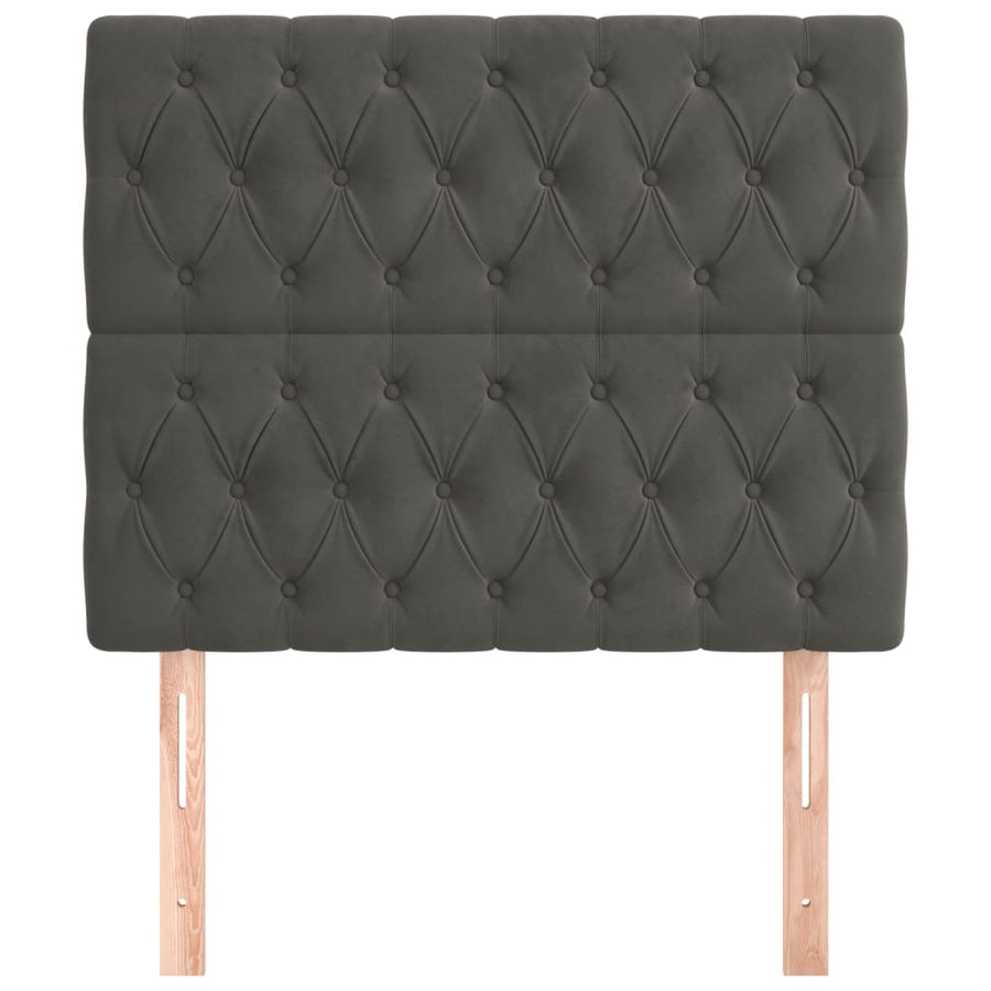 Hoofdborden 2 St 90X7X78/88 Cm Fluweel Donkergrijs