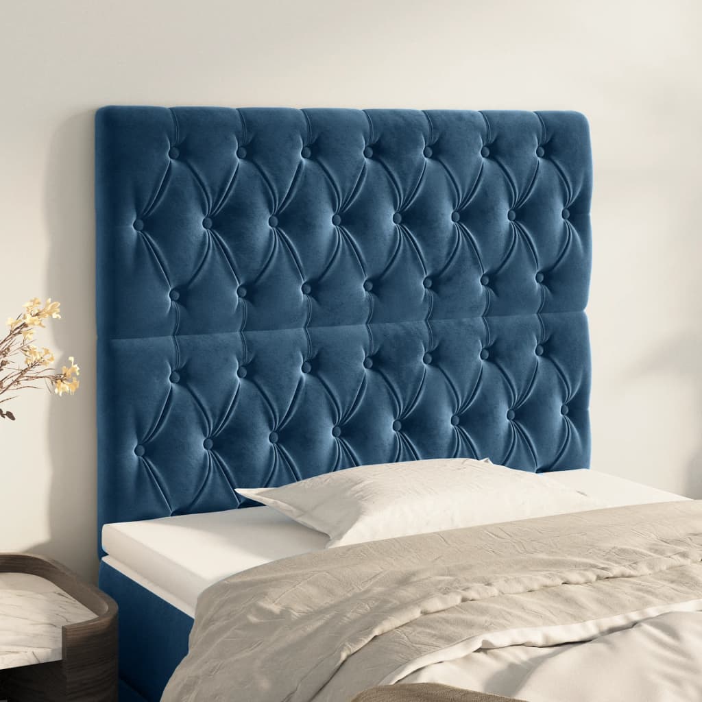 Hoofdbord donkerblauw 90x7x118/128 cm fluweel
