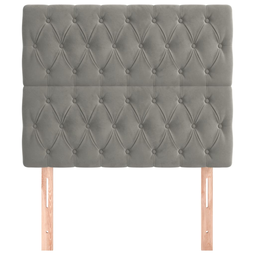 Hoofdborden 2 St 100X7X78/88 Cm Fluweel Lichtgrijs