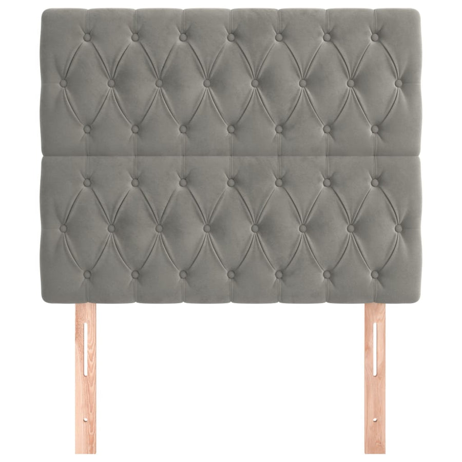 Hoofdborden 2 St 100X7X78/88 Cm Fluweel Lichtgrijs