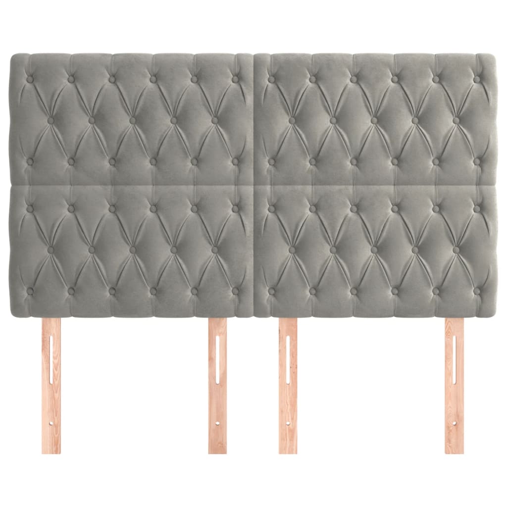 Hoofdborden 4 St 72X7X78/88 Cm Fluweel Lichtgrijs