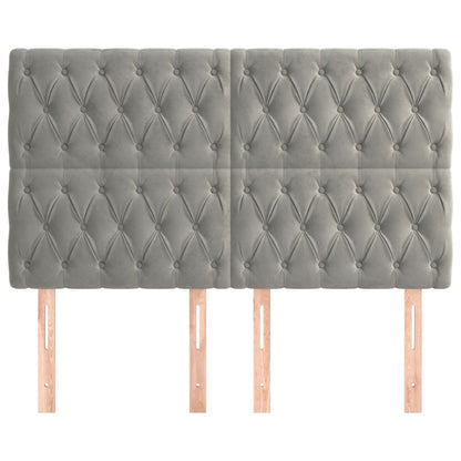 Hoofdborden 4 St 72X7X78/88 Cm Fluweel Lichtgrijs