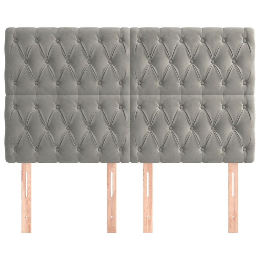 Hoofdborden 4 St 72X7X78/88 Cm Fluweel Lichtgrijs