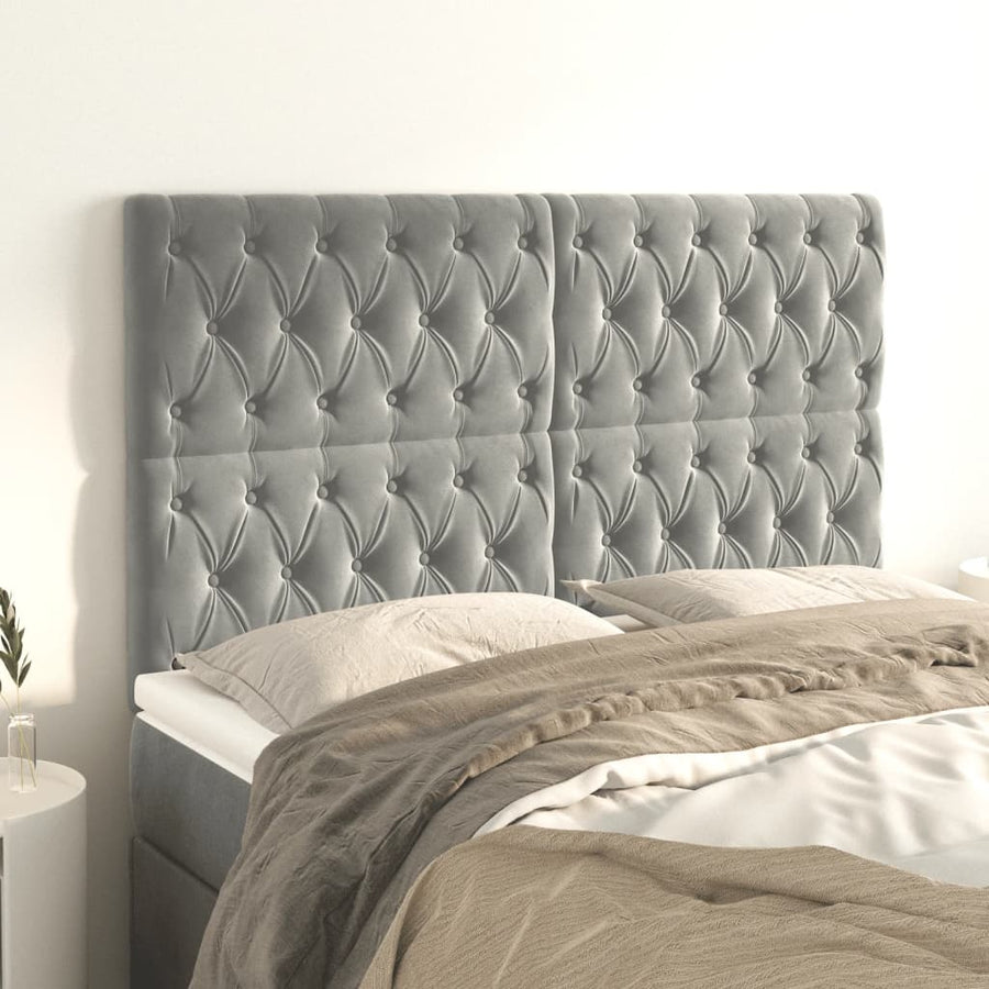 Hoofdborden 4 St 72X7X78/88 Cm Fluweel Lichtgrijs