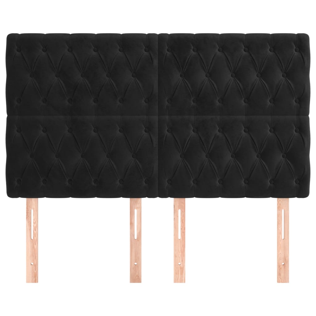 Hoofdborden 4 St 72X7X78/88 Cm Fluweel Zwart