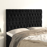 Headboard black 144x7x118/128 cm velvet