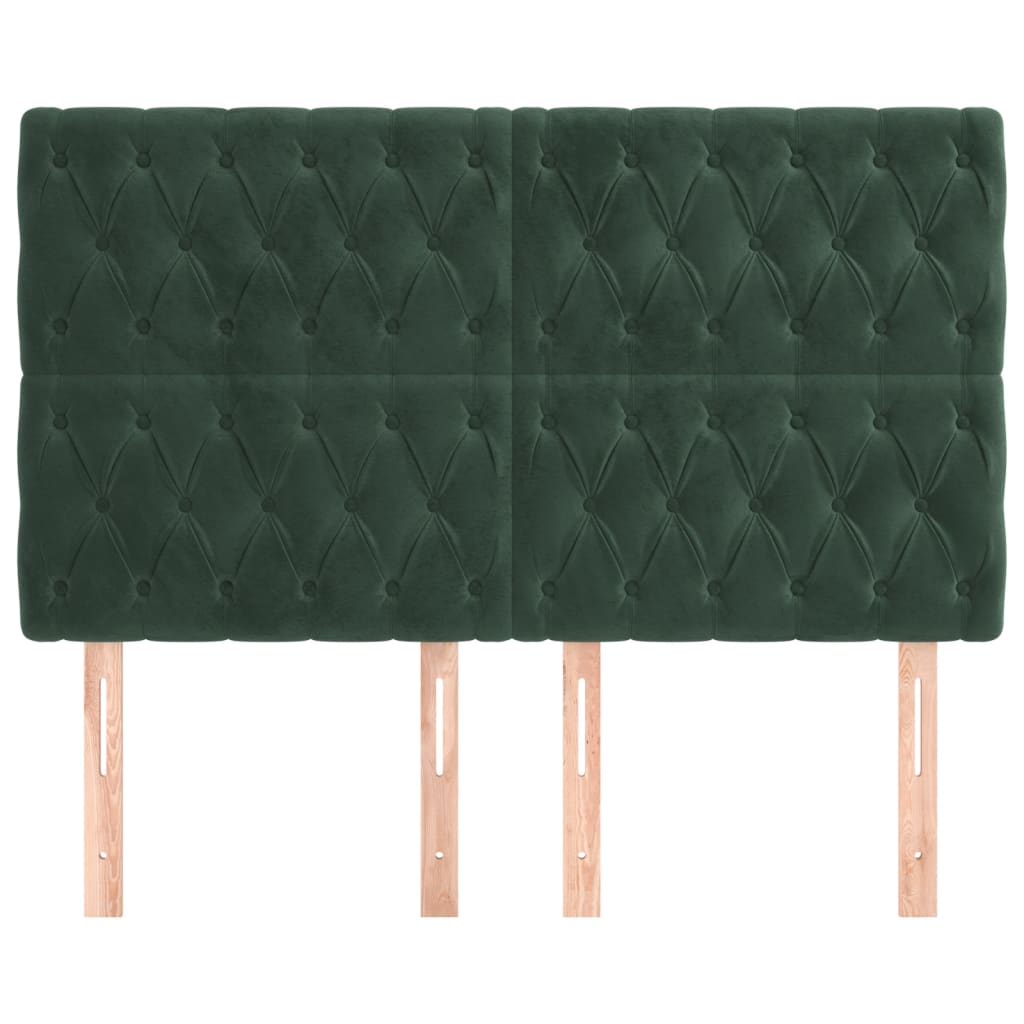 Hoofdborden 4 St 72X7X78/88 Cm Fluweel Donkergroen 144 cm Hoog