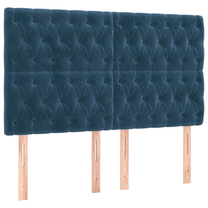 Hoofdborden 4 St 72X7X78/88 Cm Fluweel Donkerblauw 1 144 cm Hoog