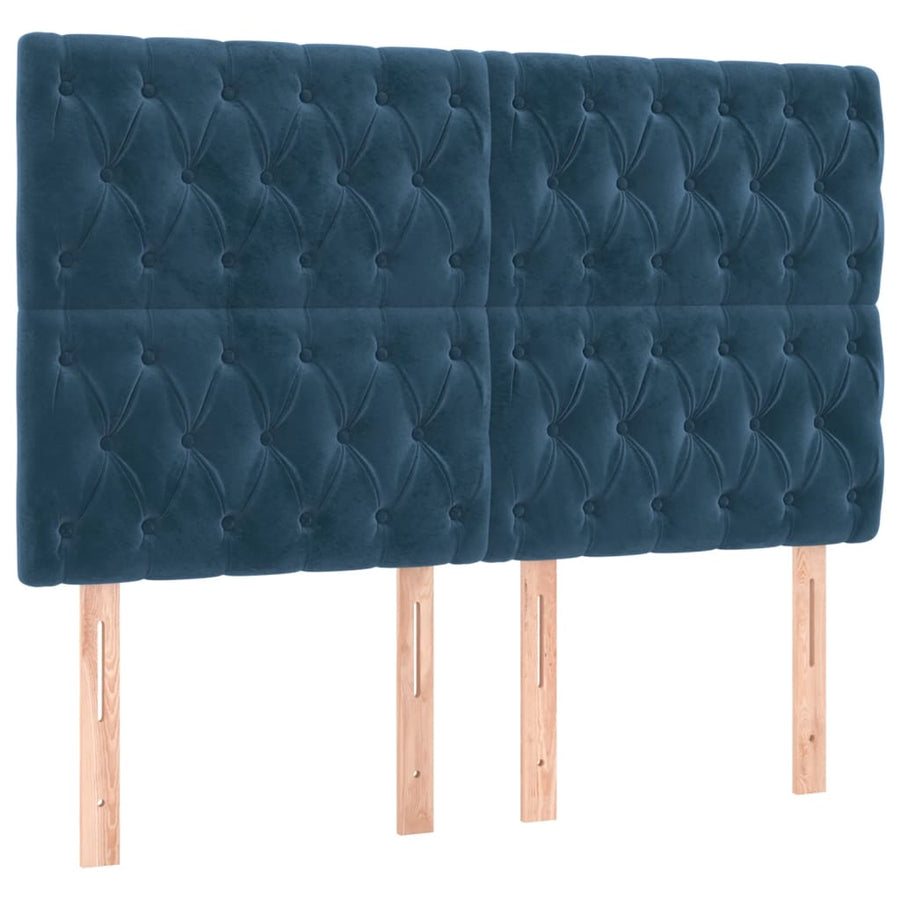 Hoofdborden 4 St 72X7X78/88 Cm Fluweel Donkerblauw 1 144 cm Hoog