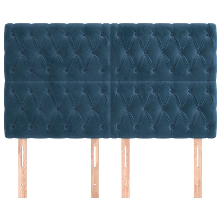Hoofdborden 4 St 72X7X78/88 Cm Fluweel Donkerblauw 1 144 cm Hoog