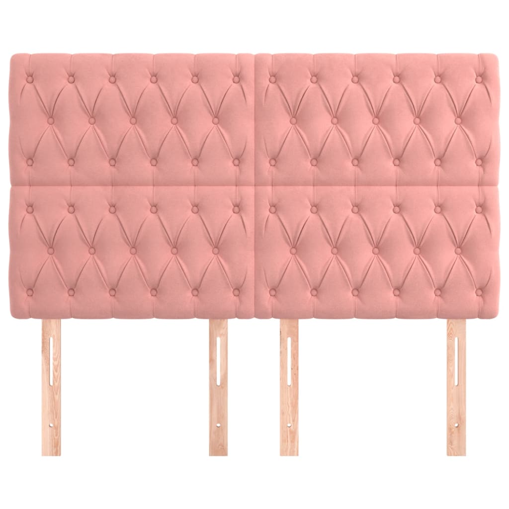 Hoofdborden 4 St 72X7X78/88 Cm Fluweel Roze 1 144 cm Hoog