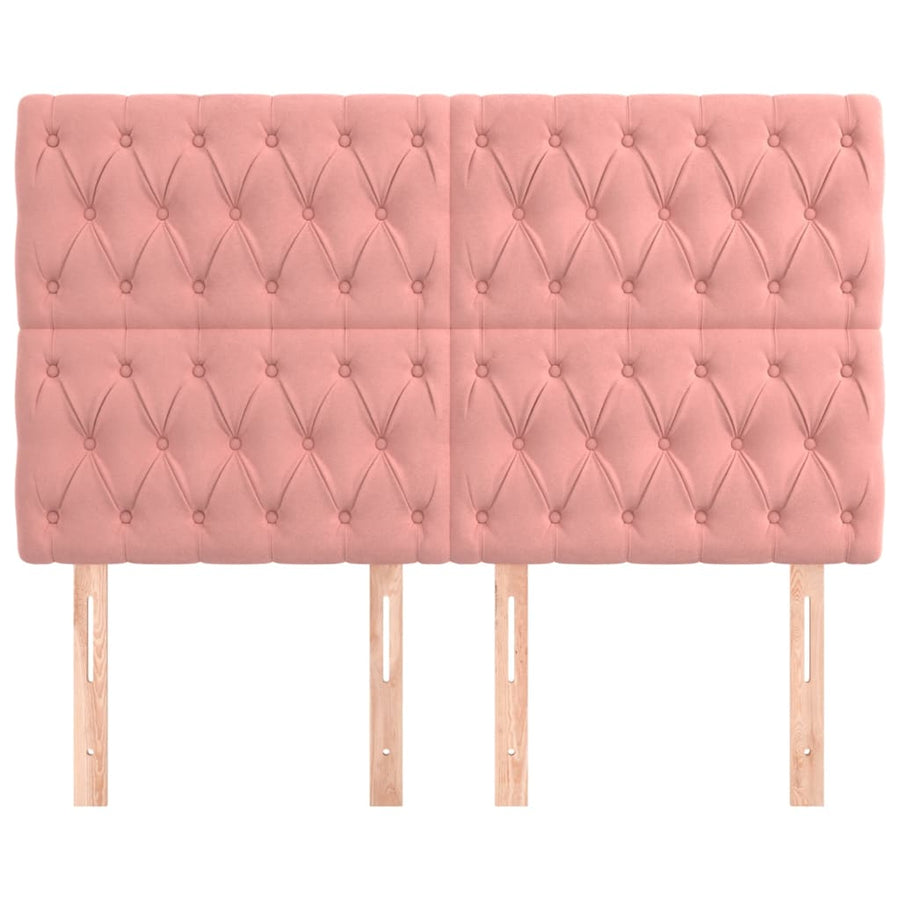 Hoofdborden 4 St 72X7X78/88 Cm Fluweel Roze 1 144 cm Hoog