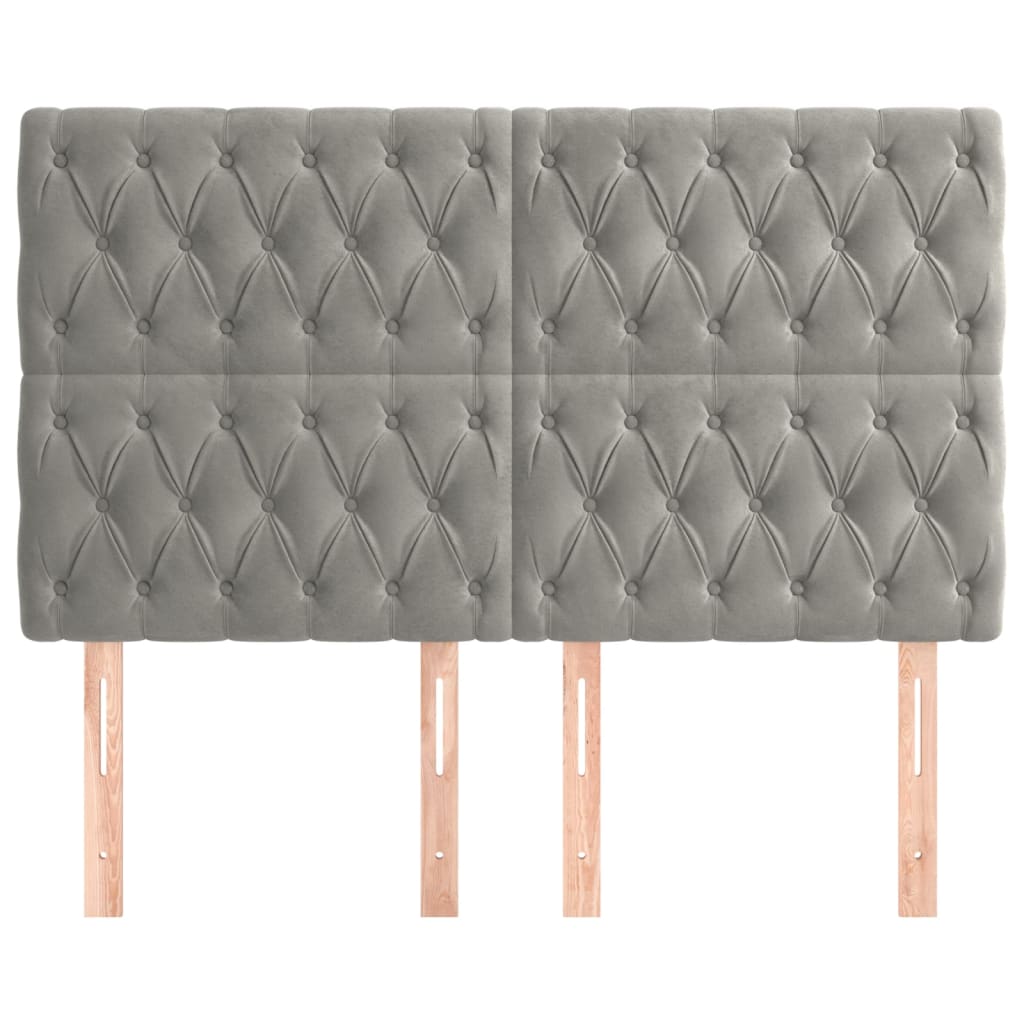 Hoofdborden 4 St 80X7X78/88 Cm Fluweel Lichtgrijs