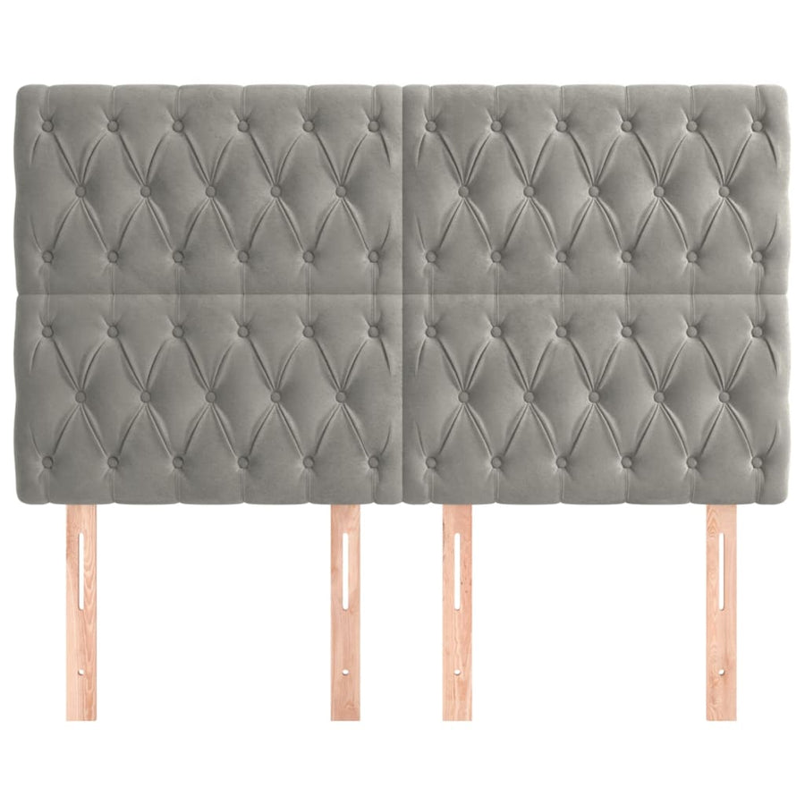 Hoofdborden 4 St 80X7X78/88 Cm Fluweel Lichtgrijs