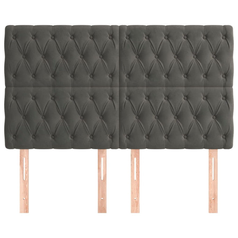 Hoofdborden 4 St 80X7X78/88 Cm Fluweel Donkergrijs