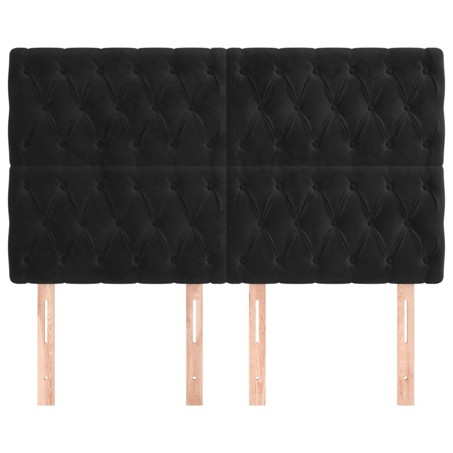 Hoofdborden 4 St 80X7X78/88 Cm Fluweel Zwart