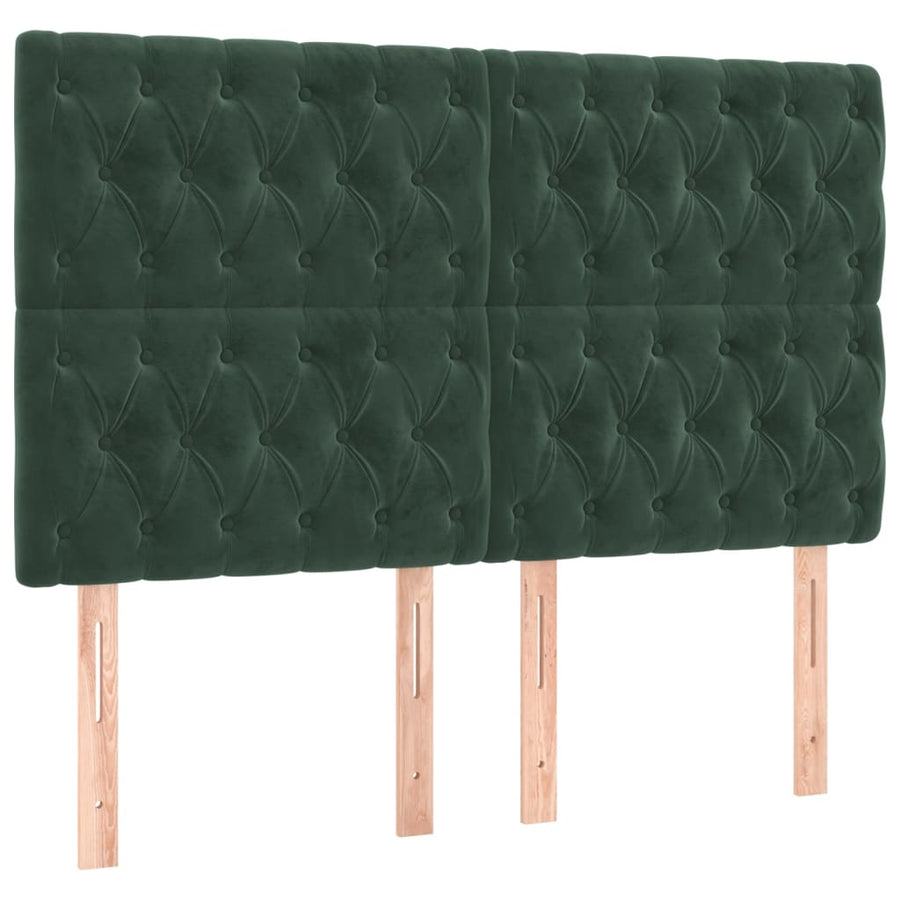 Hoofdborden 4 St 80X7X78/88 Cm Fluweel Donkergroen 1 160 cm