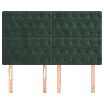 Hoofdborden 4 St 80X7X78/88 Cm Fluweel Donkergroen 1 160 cm