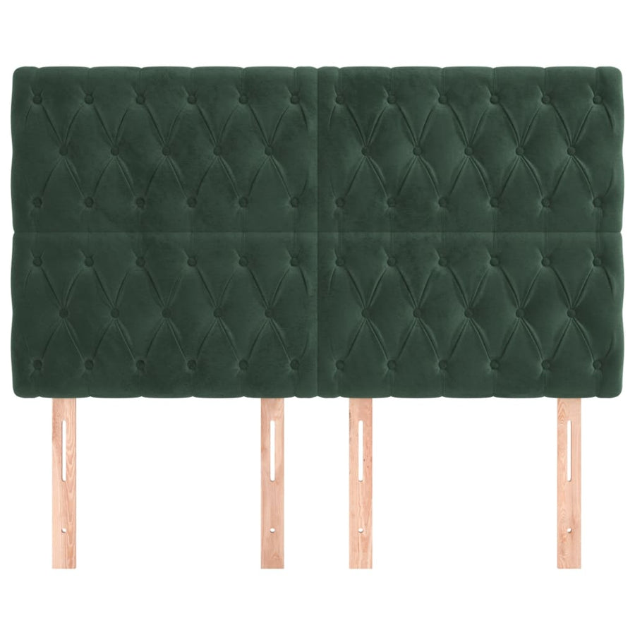 Hoofdborden 4 St 80X7X78/88 Cm Fluweel Donkergroen 1 160 cm