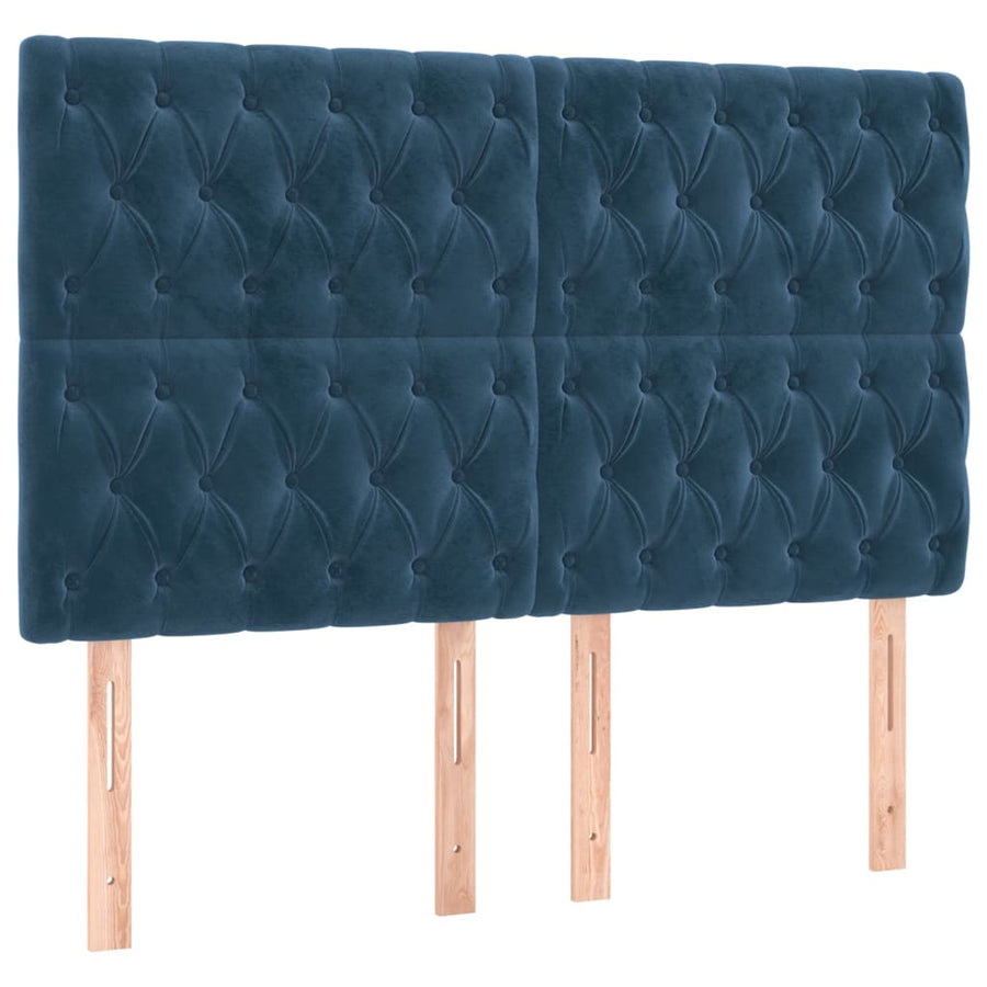 Hoofdborden 4 St 80X7X78/88 Cm Fluweel Donkerblauw 160 cm Hoog