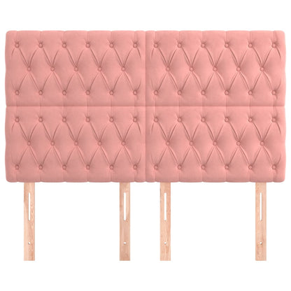 Hoofdborden 4 St 80X7X78/88 Cm Fluweel Roze