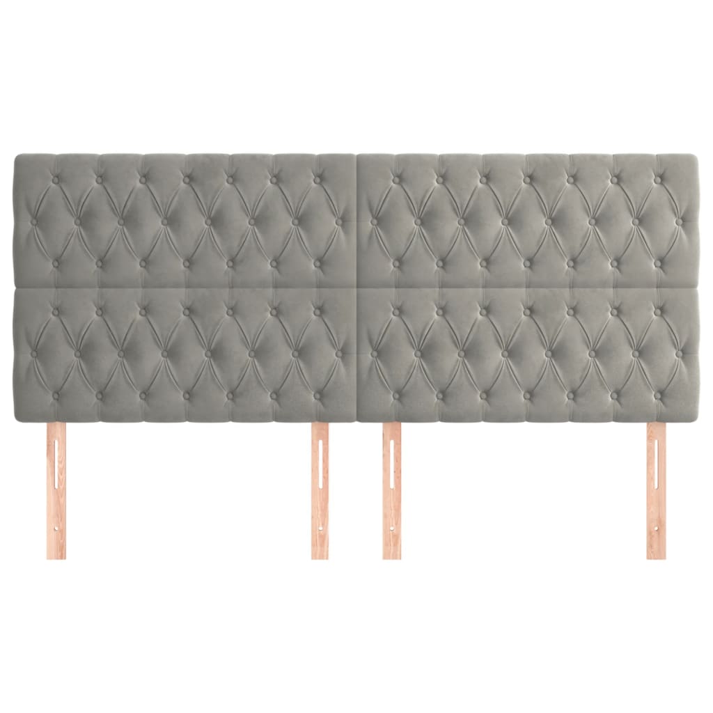 Hoofdborden 4 St 90X7X78/88 Cm Fluweel Lichtgrijs