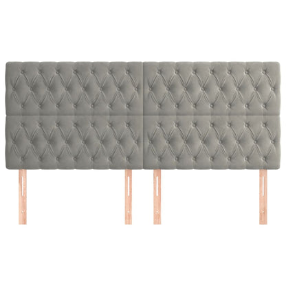 Hoofdborden 4 St 90X7X78/88 Cm Fluweel Lichtgrijs