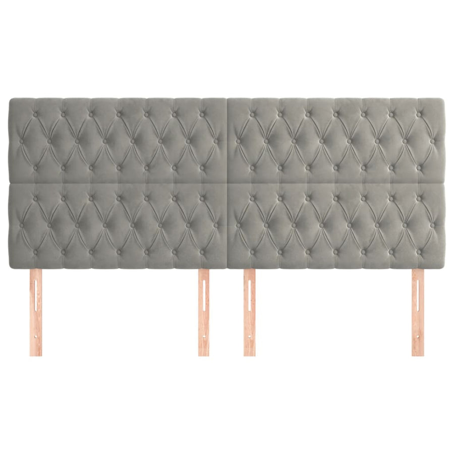 Hoofdborden 4 St 90X7X78/88 Cm Fluweel Lichtgrijs