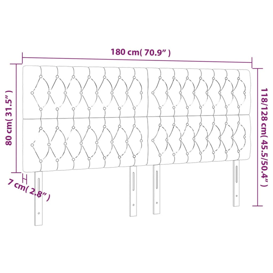 Hoofdborden 4 St 90X7X78/88 Cm Fluweel Lichtgrijs