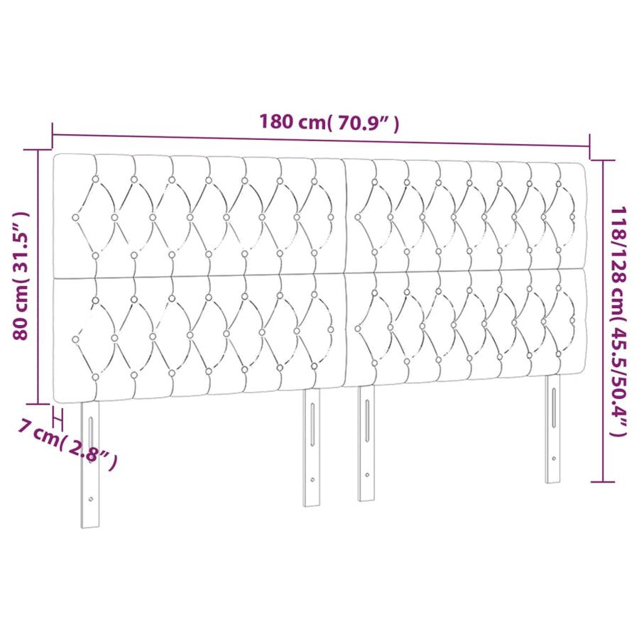 Hoofdborden 4 St 90X7X78/88 Cm Fluweel Donkergrijs