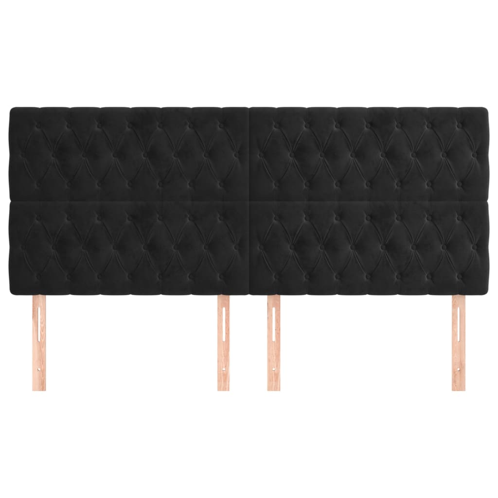 Hoofdborden 4 St 90X7X78/88 Cm Fluweel Zwart 1 180 cm