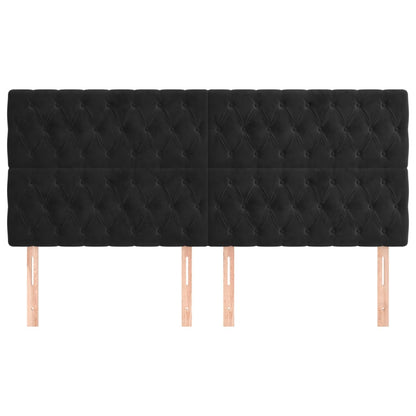 Hoofdborden 4 St 90X7X78/88 Cm Fluweel Zwart 1 180 cm
