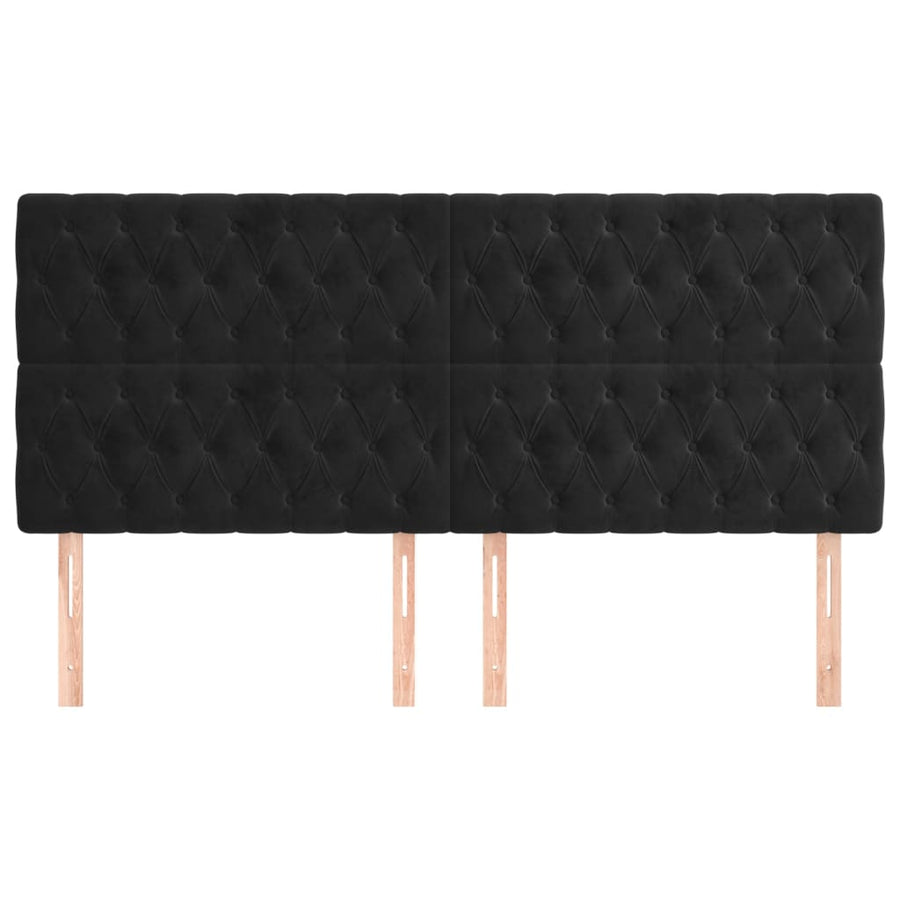 Hoofdborden 4 St 90X7X78/88 Cm Fluweel Zwart 1 180 cm