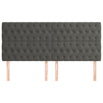 Hoofdborden 4 St 100X7X78/88 Cm Fluweel Donkergrijs
