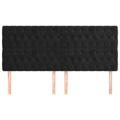 Hoofdborden 4 St 100X7X78/88 Cm Fluweel Zwart