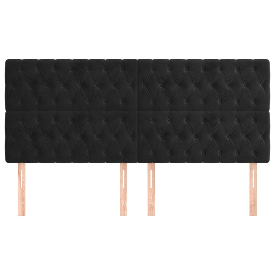 Hoofdborden 4 St 100X7X78/88 Cm Fluweel Zwart