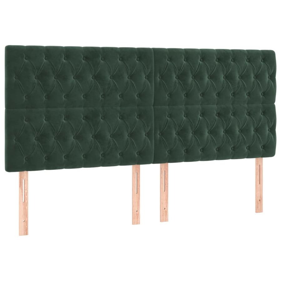 Hoofdborden 4 St 00X7X78/88 Cm Fluweel Donkergroen 200 cm Hoog