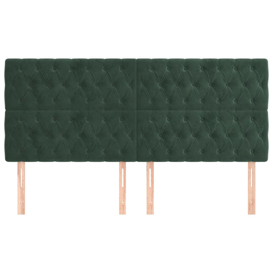 Hoofdborden 4 St 00X7X78/88 Cm Fluweel Donkergroen 200 cm Hoog