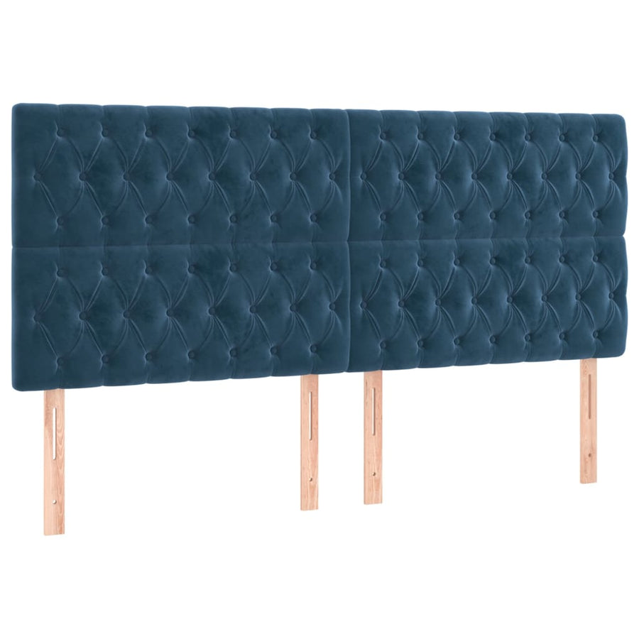 Hoofdborden 4 St 100X7X78/88 Cm Fluweel Donkerblauw