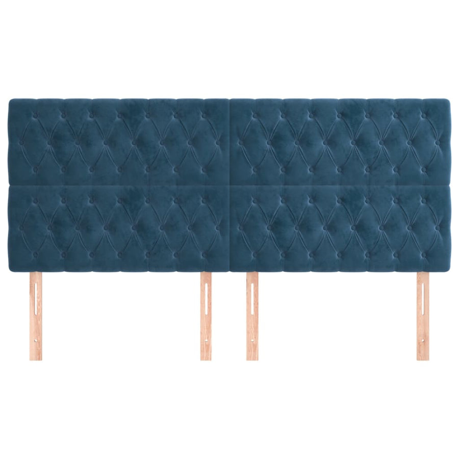 Hoofdborden 4 St 100X7X78/88 Cm Fluweel Donkerblauw