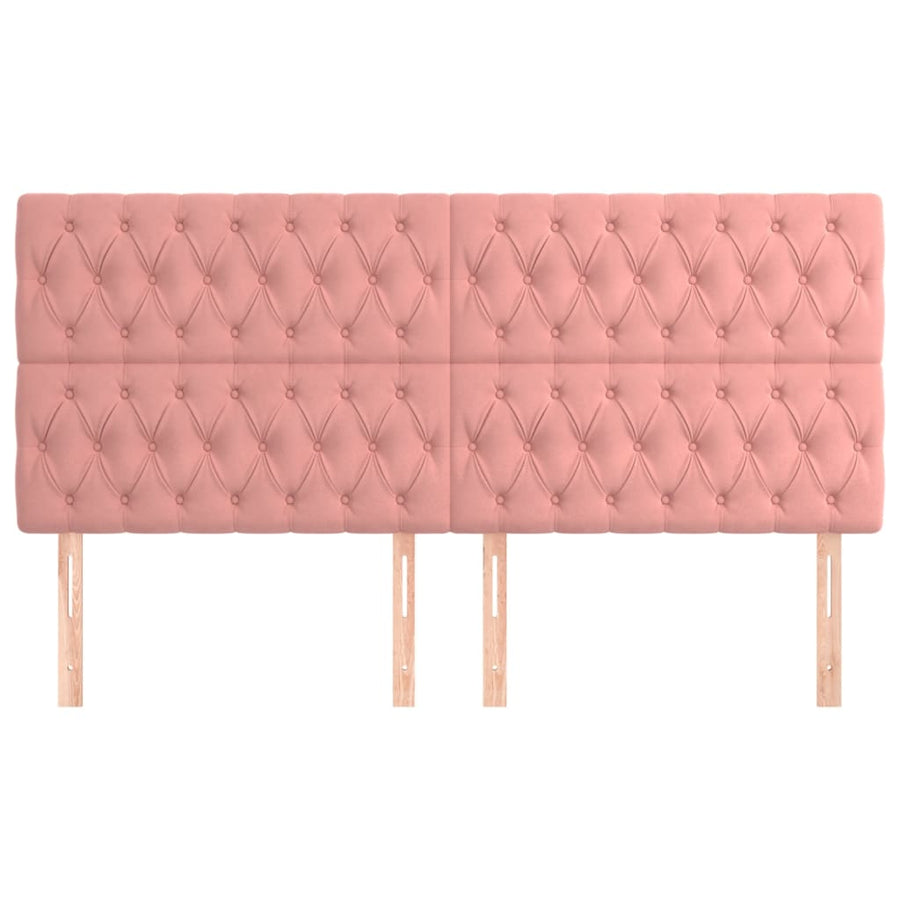 Hoofdborden 4 St 100X7X78/88 Cm Fluweel Roze