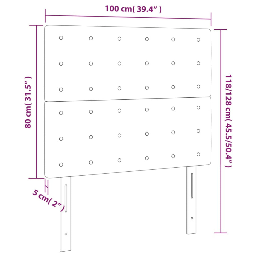 Hoofdborden 2 st 100x5x78/88 cm stof blauw 100 cm Hoog