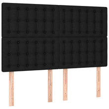 Hoofdbord zwart 144x5x118/128 cm stof