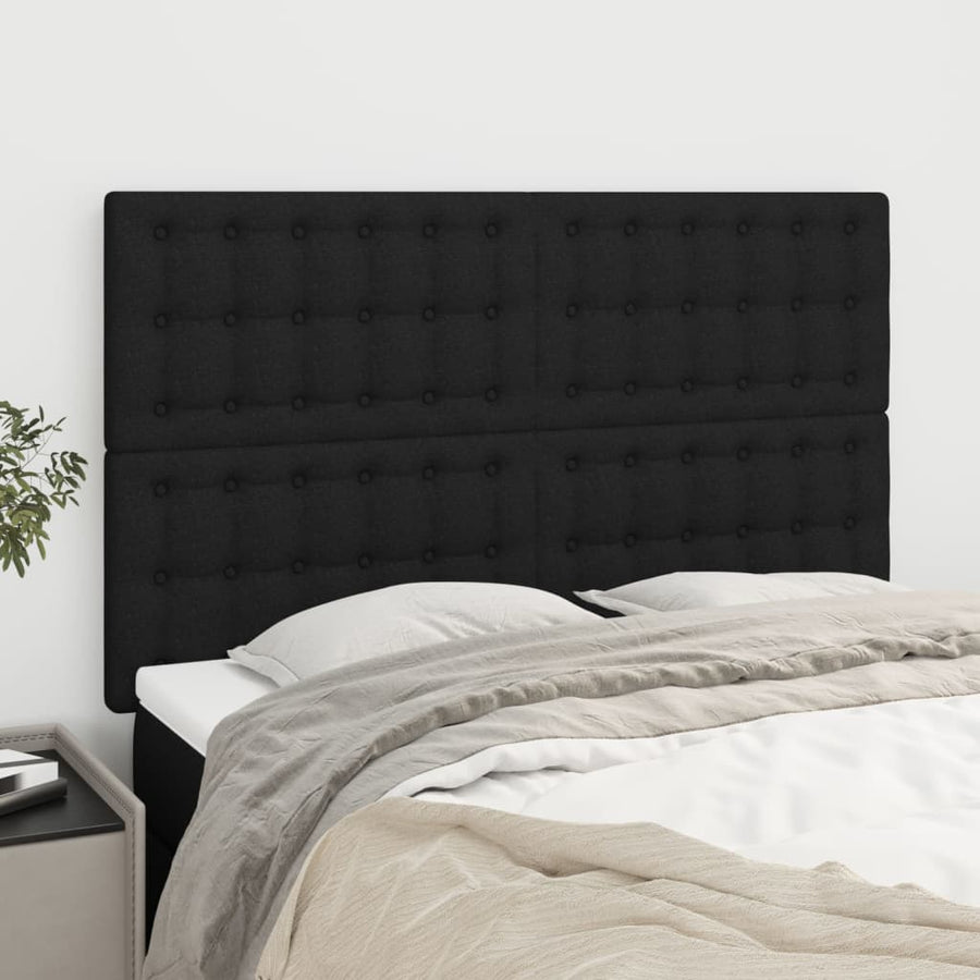 Hoofdbord zwart 144x5x118/128 cm stof