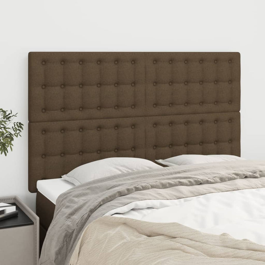 Hoofdbord donkerbruin 144x5x118/128 cm stof